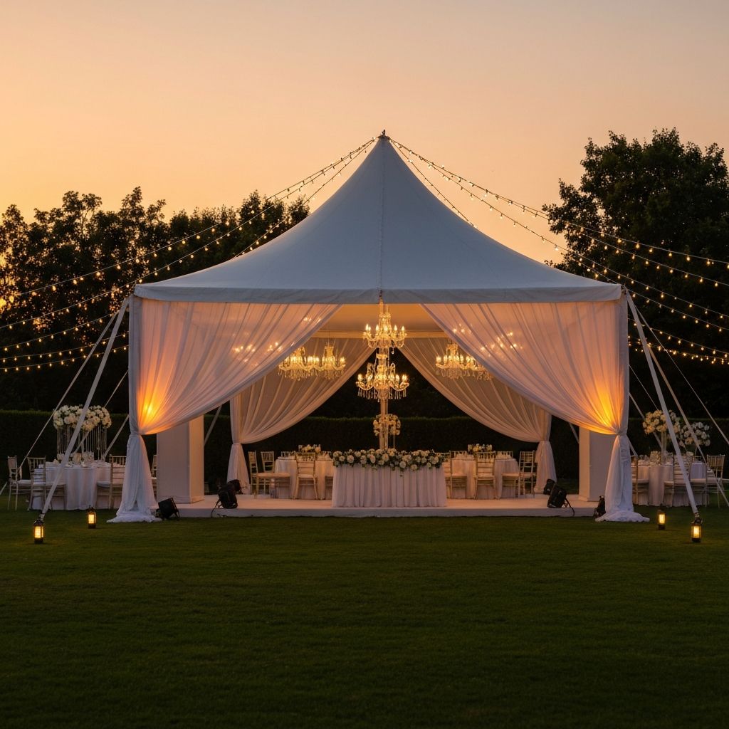 Luxury marquee at golden hour